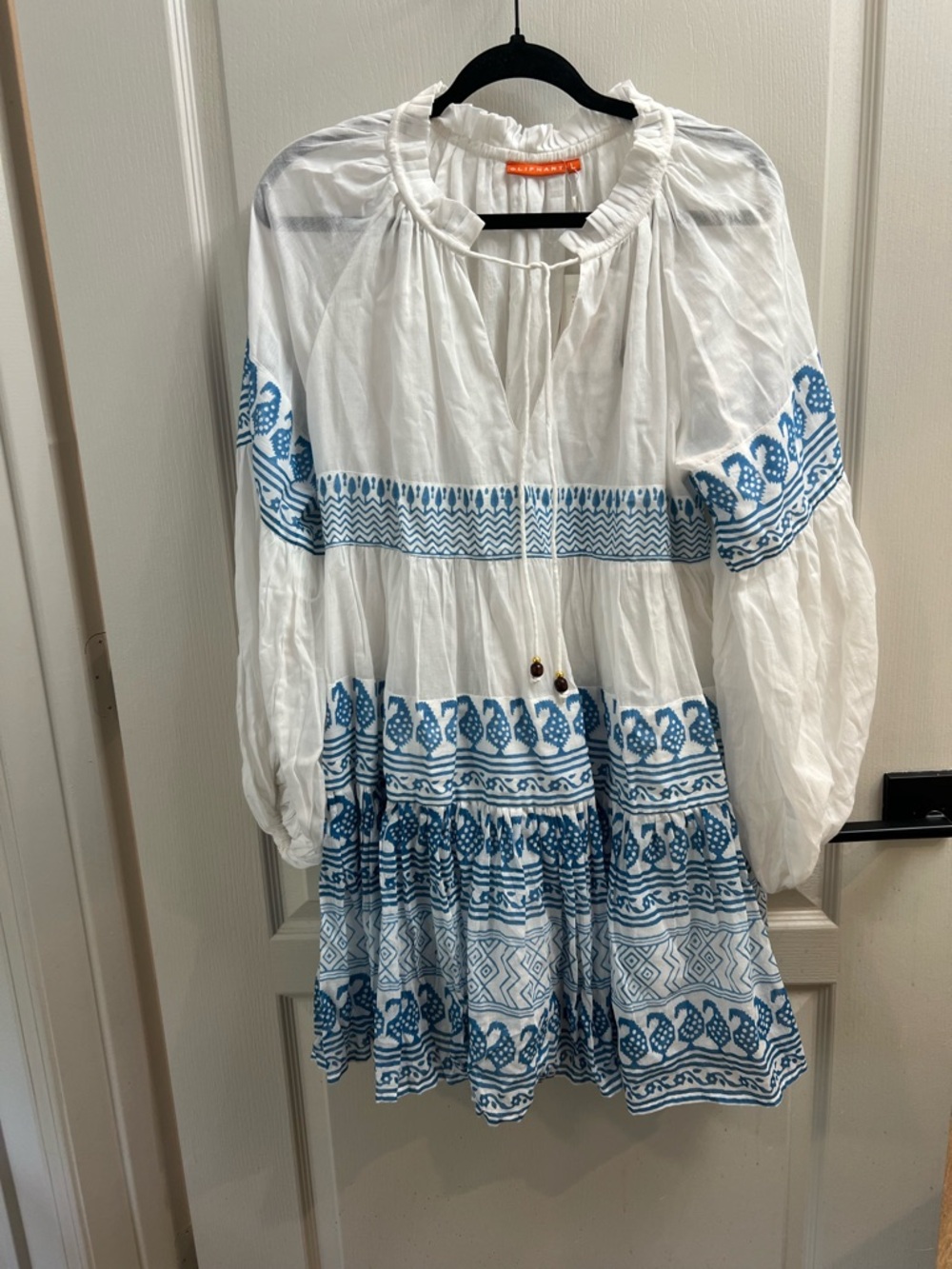 Oliphant Santorini Blue Cotton Mini Dress Size L NWT - Picture 2 of 8